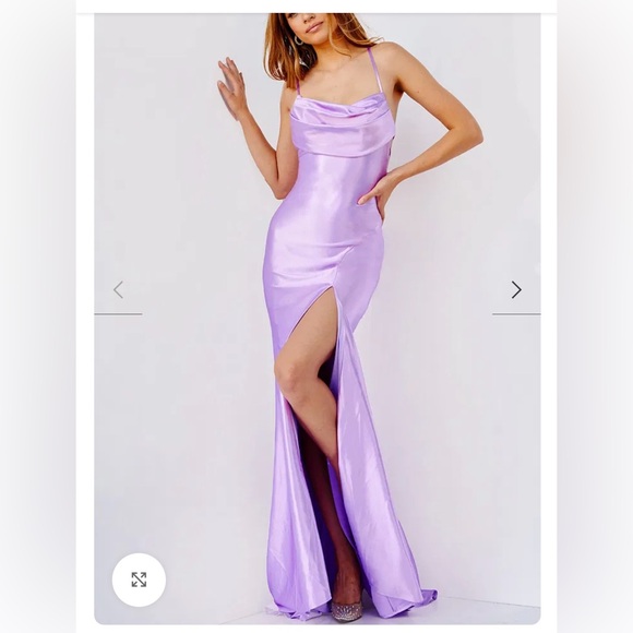 Jovani Elegant Lilac Spaghetti Strap Tie Back Prom Dress